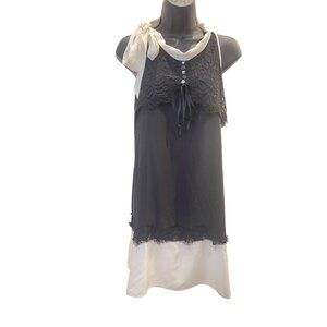 TRICOT Chic Italian womens silk mini dress size 10 black / white